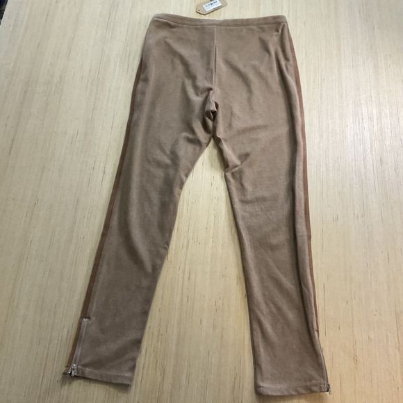 Wild Honey Taupe Jeggings Pants Size Large Zipper Leg Stripe Accent New - Picture 8 of 10